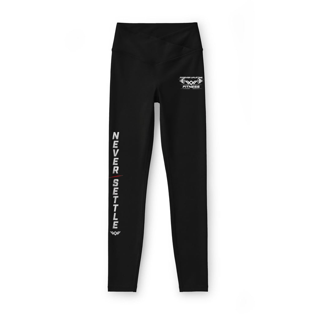 Never Settle Women’s Luxe Leggings | Black | High-Waist Motivational Activewear